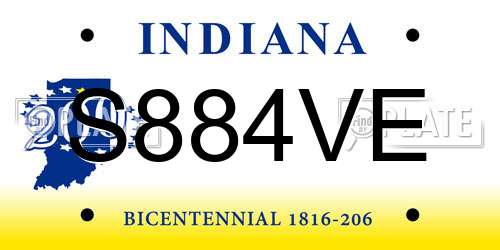 S884VE Indiana License Plate