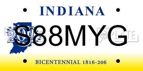 S88MYG Indiana License Plate