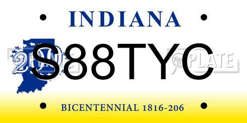 S88TYC Indiana License Plate
