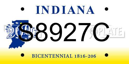 S8927C Indiana License Plate