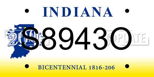S8943O Indiana License Plate