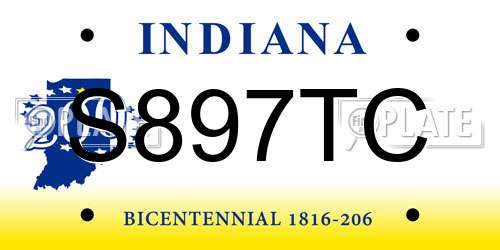 S897TC Indiana License Plate