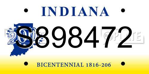 S898472 Indiana License Plate