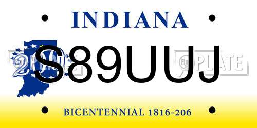 S89UUJ Indiana License Plate