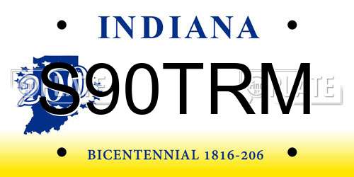 S90TRM Indiana License Plate
