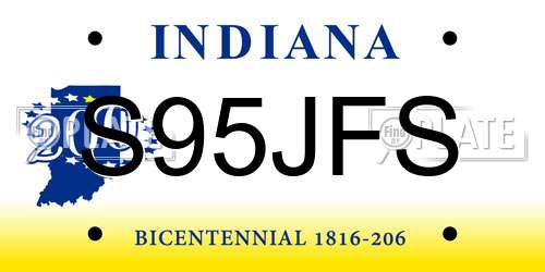 S95JFS Indiana License Plate