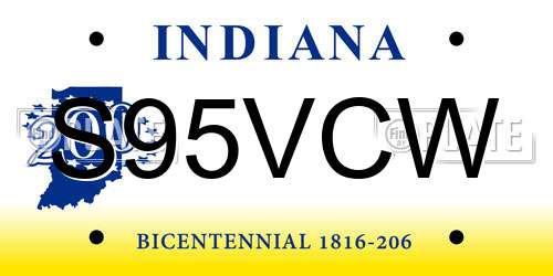 S95VCW Indiana License Plate