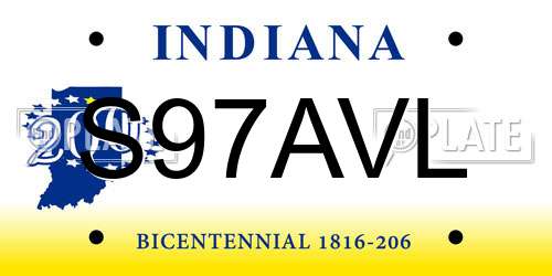 S97AVL Indiana License Plate