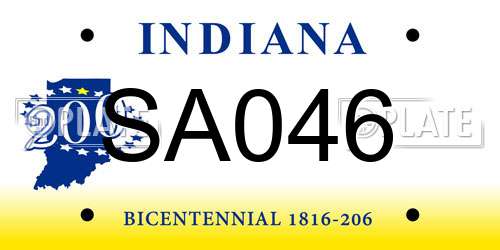 SA046 Indiana License Plate