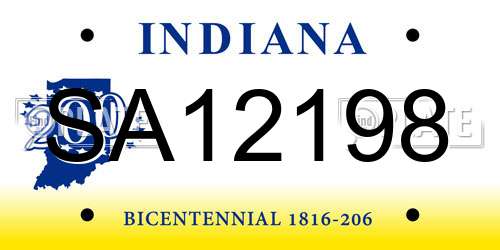 SA12198 Indiana License Plate