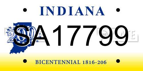 SA17799 Indiana License Plate