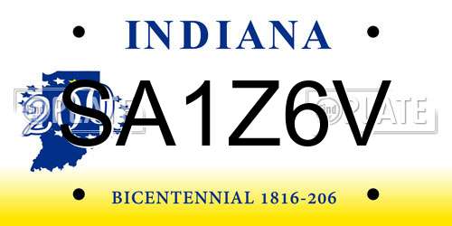 SA1Z6V Indiana License Plate