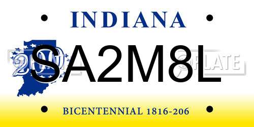 SA2M8L Indiana License Plate
