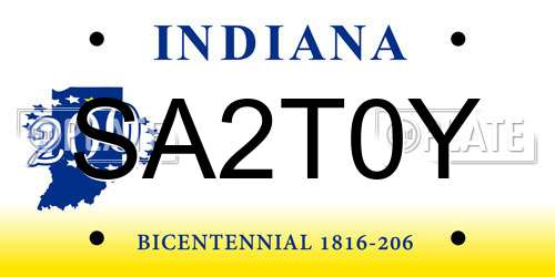 SA2T0Y Indiana License Plate