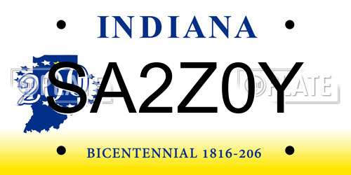 SA2Z0Y Indiana License Plate