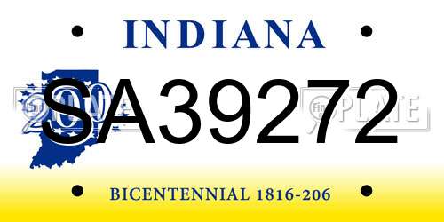 SA39272 Indiana License Plate