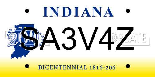 SA3V4Z Indiana License Plate