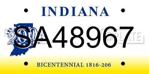 SA48967 Indiana License Plate