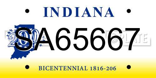 SA65667 Indiana License Plate
