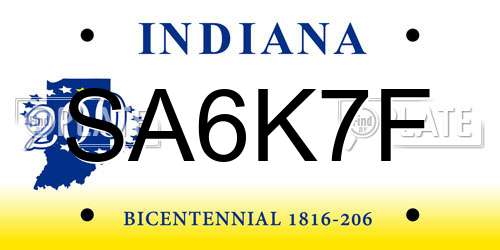SA6K7F Indiana License Plate