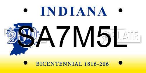 SA7M5L Indiana License Plate
