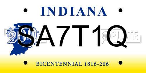 SA7T1Q Indiana License Plate