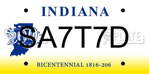 SA7T7D Indiana License Plate