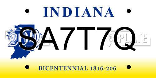 SA7T7Q Indiana License Plate