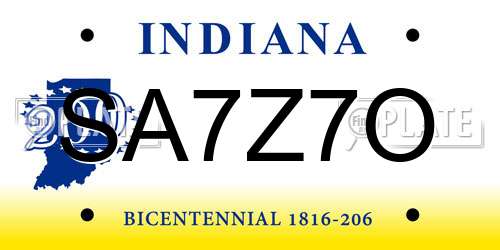 SA7Z7O Indiana License Plate