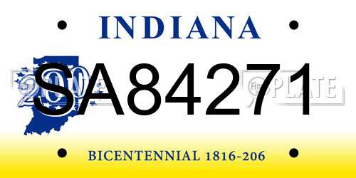 SA84271 Indiana License Plate
