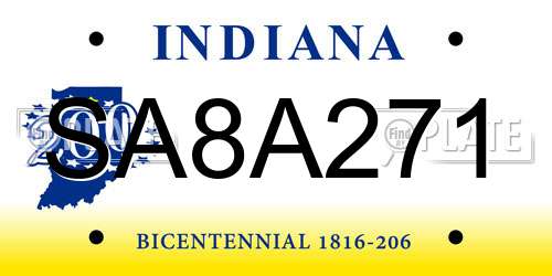 SA8A271 Indiana License Plate