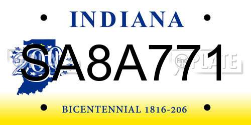SA8A771 Indiana License Plate