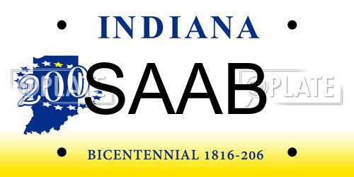 SAAB Indiana License Plate