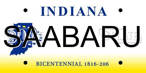 SAABARU Indiana License Plate