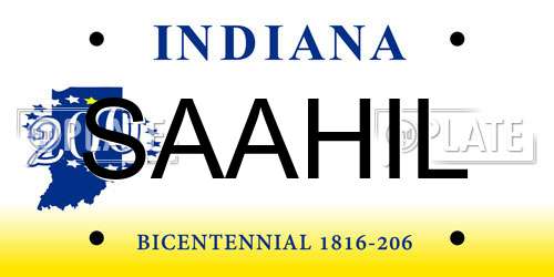 SAAHIL Indiana License Plate