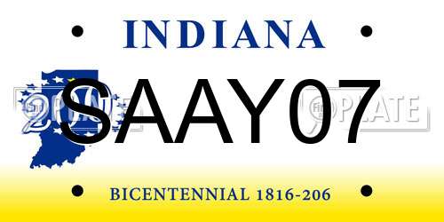 SAAY07 Indiana License Plate