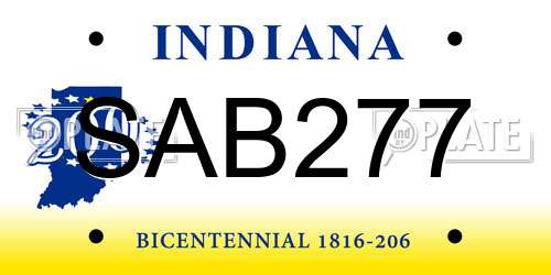 SAB277 Indiana License Plate