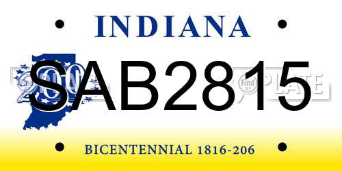 SAB2815 Indiana License Plate
