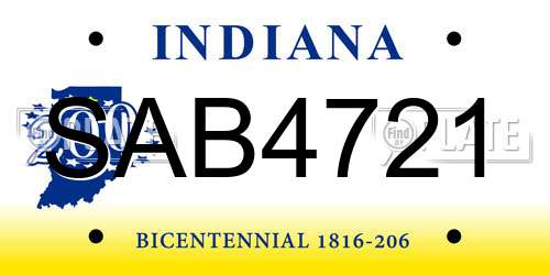 SAB4721 Indiana License Plate