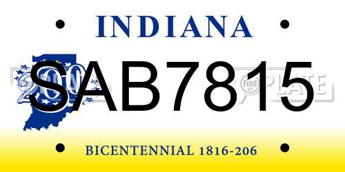 SAB7815 Indiana License Plate