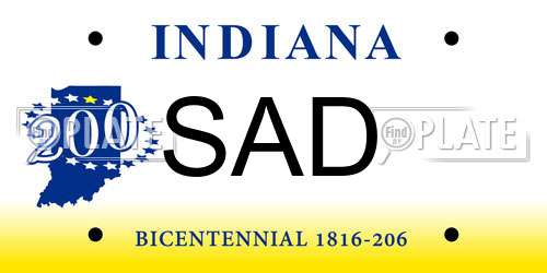 SAD Indiana License Plate