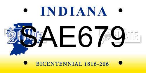 SAE679 Indiana License Plate
