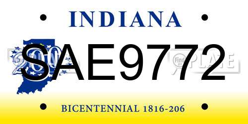 SAE9772 Indiana License Plate