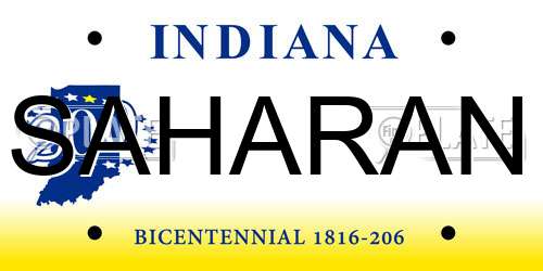 SAHARAN Indiana License Plate