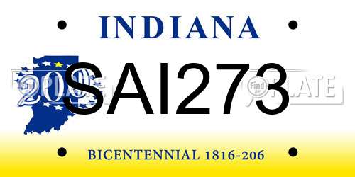 SAI273 Indiana License Plate