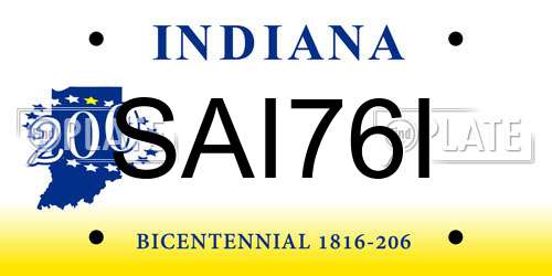 SAI76I Indiana License Plate