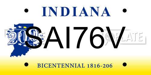 SAI76V Indiana License Plate