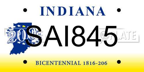 SAI845 Indiana License Plate
