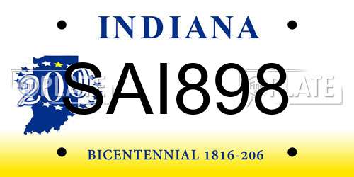 SAI898 Indiana License Plate