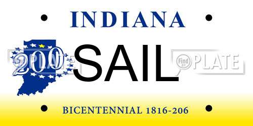 SAIL Indiana License Plate